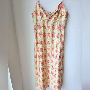 Monteau Los Angeles Floral Sleeveless Dress Spagetti Straps Midi Rayon Size L